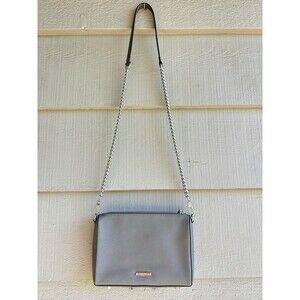 Rebecca Minkoff Avery Saffiano Leather Crossbody Purse Chain Strap Powder Blue